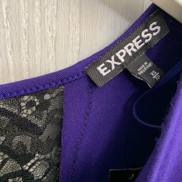 Express Purple Lace Back Short Sleeve Top Medium NWT - Picture 2 of 4